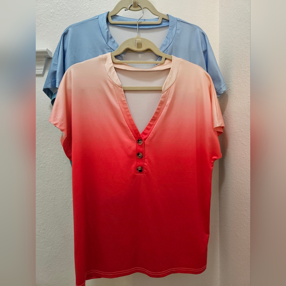 Set Of Two Button-Front Tops